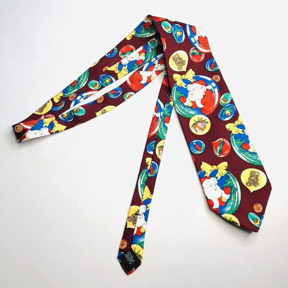 HOLIDAYS by JCPenney by MMG🎅🏻Burgundy Red Santa Claus Christmas🎅🏻Holiday Tie